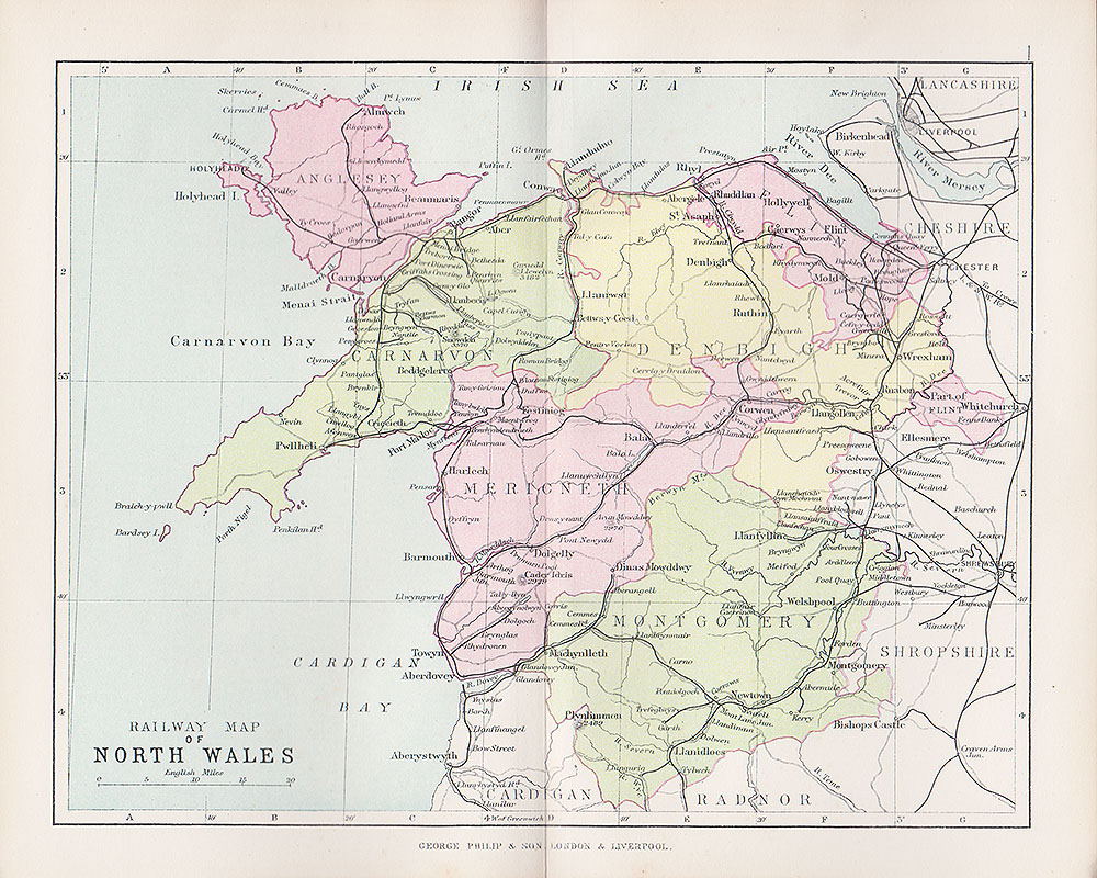 Railway Map of North Wales - George Philip. 