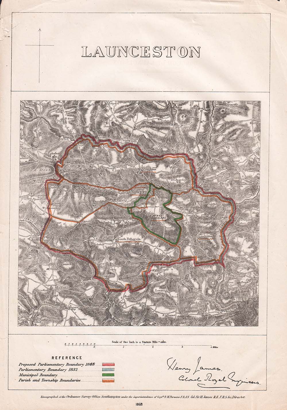 Launceston Parliamentary Boundary 1868