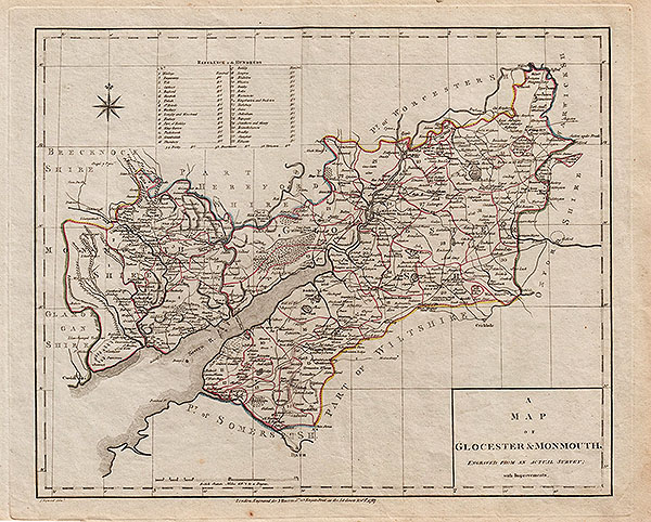 John Harrison/John Haywood  -  A Map of Glocester & Monmouth