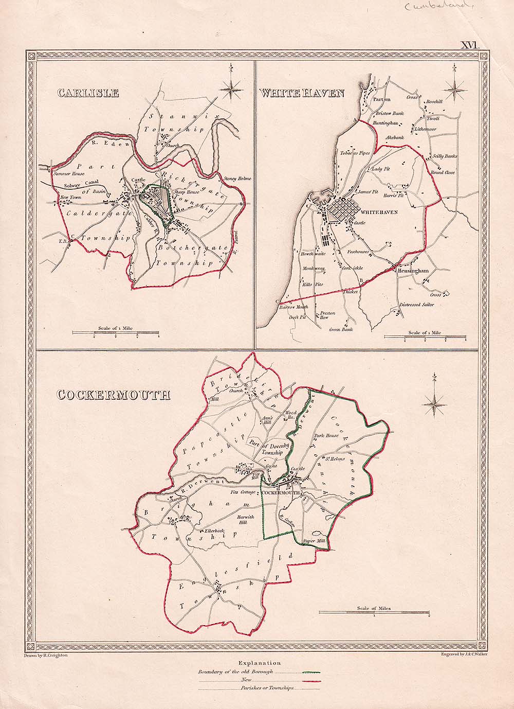 Town Plans of Carlisle Whitehaven and Cockermouth