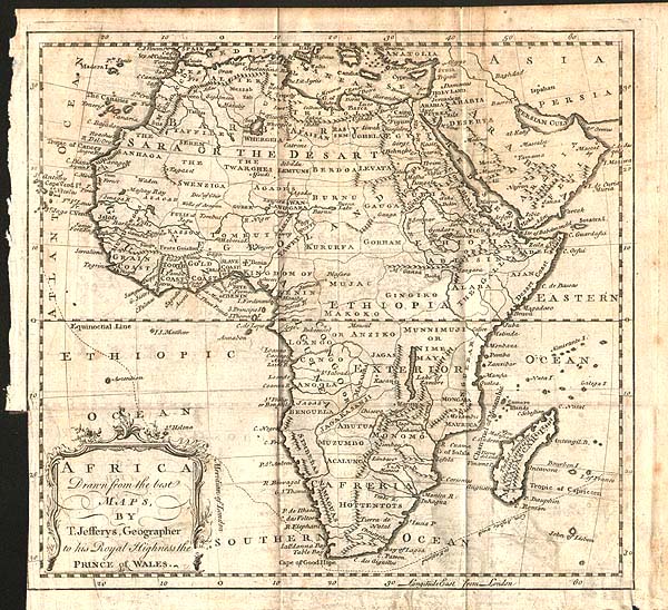 Africa Drawn from the best Maps by T Jeffreysby Thomas Jefferys