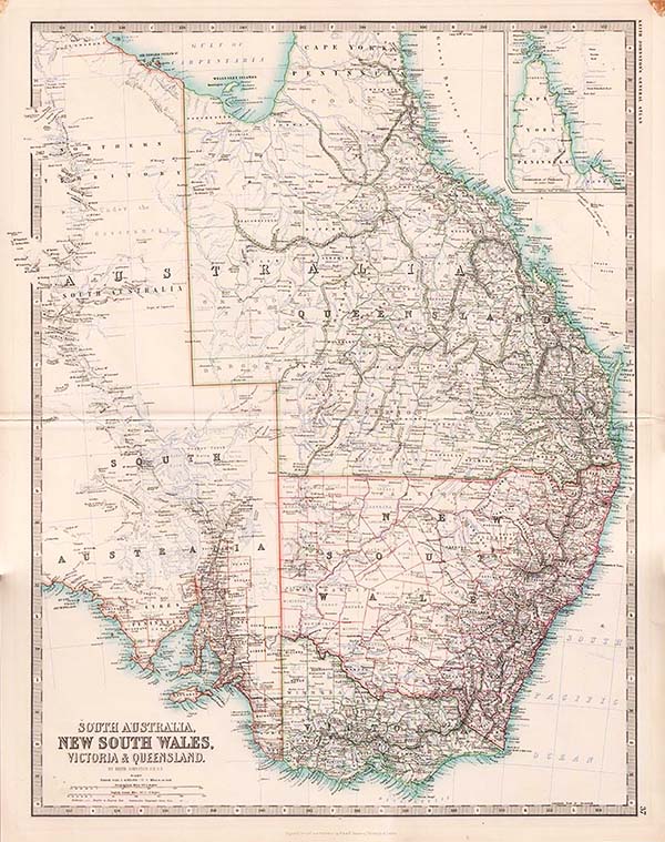 'South Australia, New South Wales, Victoria & Queensland' by Keith Johnston.  F.R.S.E