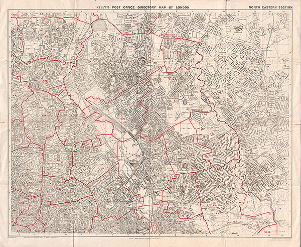 Kellys Post Office Directory Map of London  -  North Eastern Section