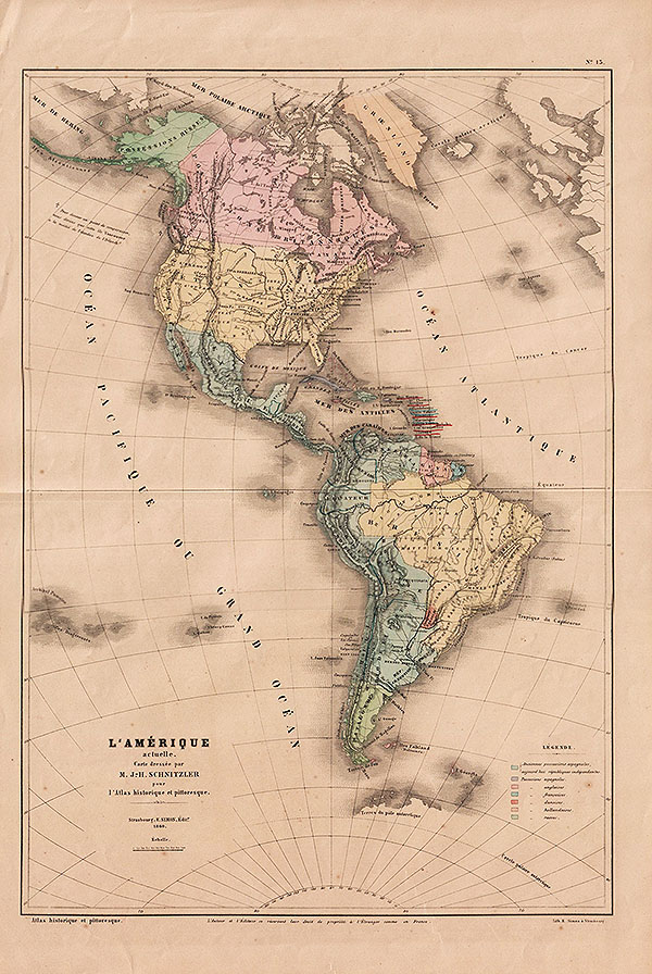 L'Amérique actuelle  Carte dresée par MJ-H Schnitzler pour l'Atlas historique st pittoresque 