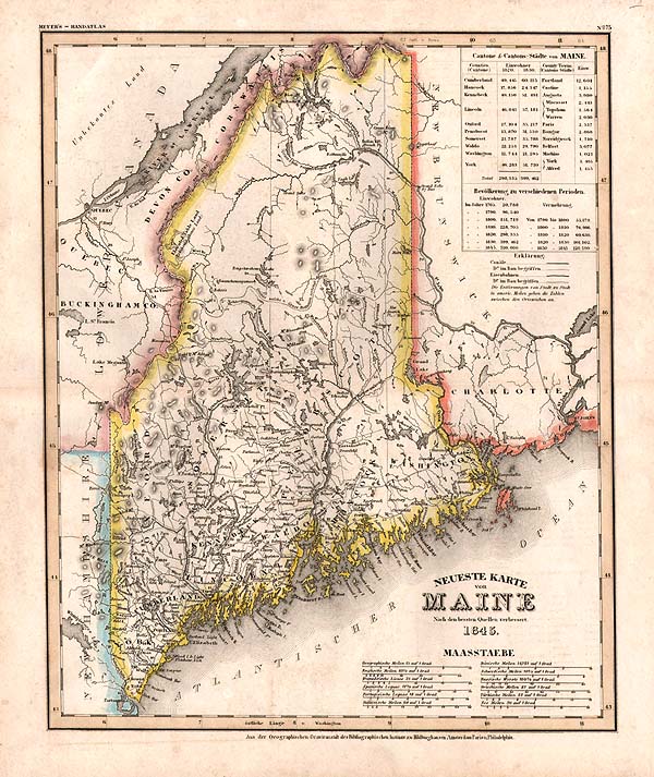 Neueste Karte von Maine Nach den bessten Quellen verbessert 1845