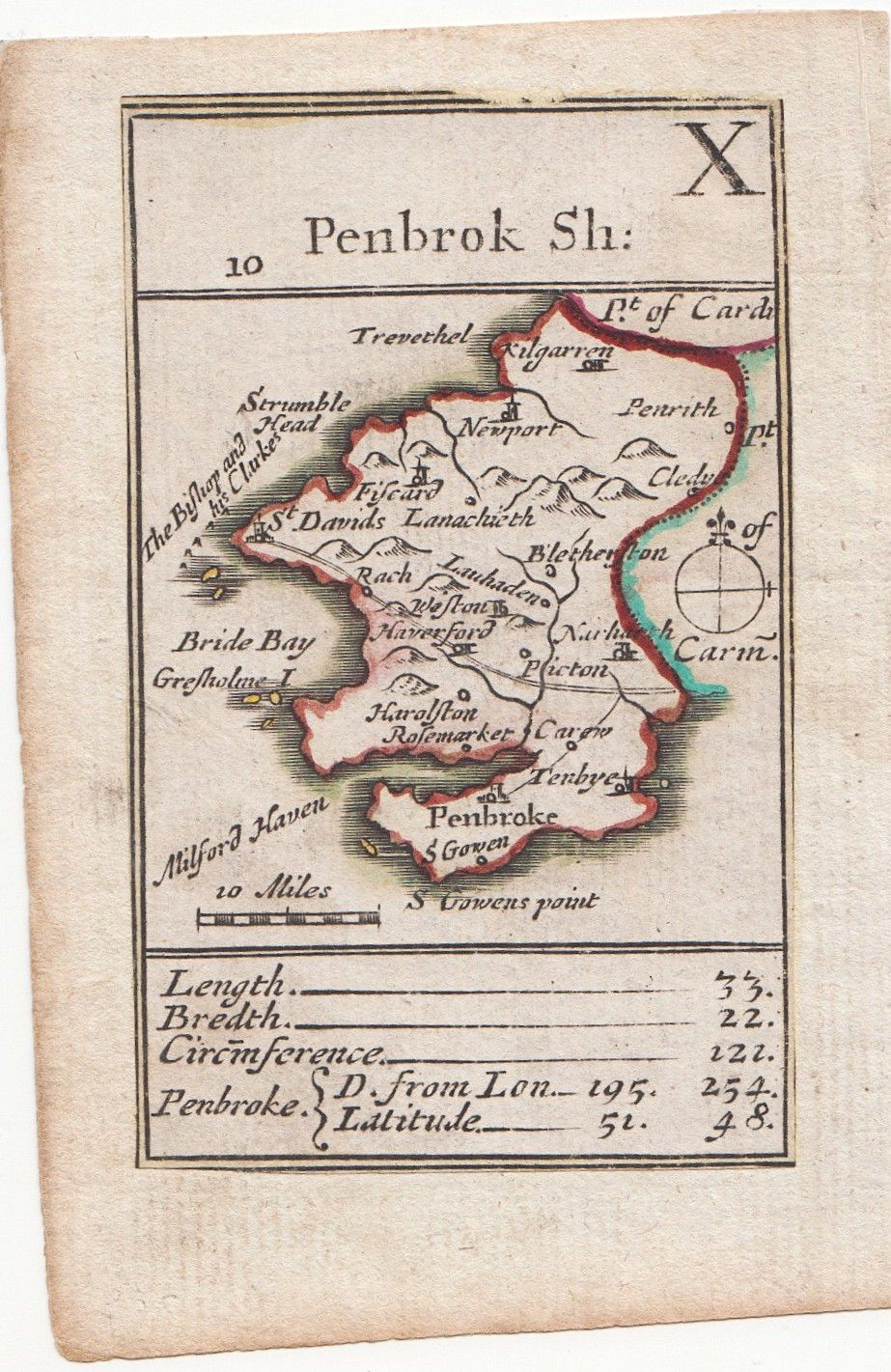 Playing Card map by Robert Morden Pembrokeshire 