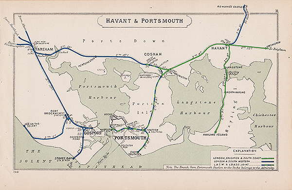 Pre Grouping railway junction around Havant & Portsmouth