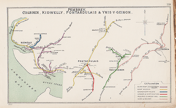 Pre Grouping railway junction around Pembrey Colbren Kidwelly Pontardulais & Ynis-y-Geinon