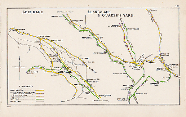 Pre Grouping railway junction around Aberdare Llancaiach & Quaker's Yard