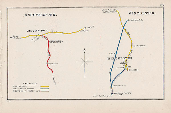 Pre Grouping railway junction around Andoversford and Winchester