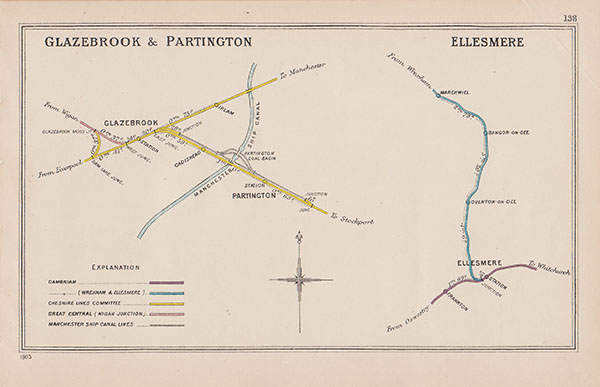 Pre Grouping railway junction around Glasebrook & Partington and Ellesmere