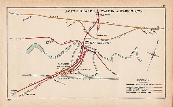 Pre Grouping railway junction around Acton Grange Walton & Warrington