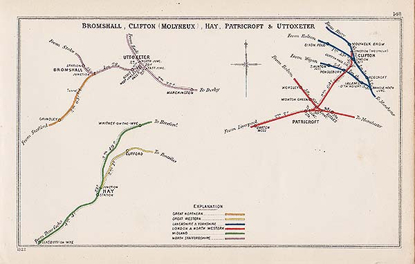 Pre Grouping railway junction around Bromsall Clifton Molyneux Hay Patricroft & Uttoxeter
