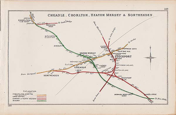 Pre Grouping railway junction around Cheadle Chorlton Heaton Mersey & Northenden