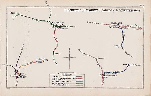Pre Grouping railway junction around  Chichester Haughley Headcorn & Robertsbridge