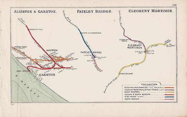 Pre Grouping railway junction around Allerton & Garston Pateley Bridge and Cleobury Mortimer 