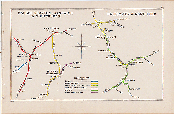 Pre Grouping railway junction around Market Drayton Nantwich & Whitchurch and Halesowen & Northfield