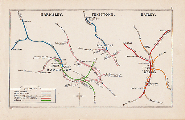 Pre Grouping railway junction around Barnsley Penistone and Batley