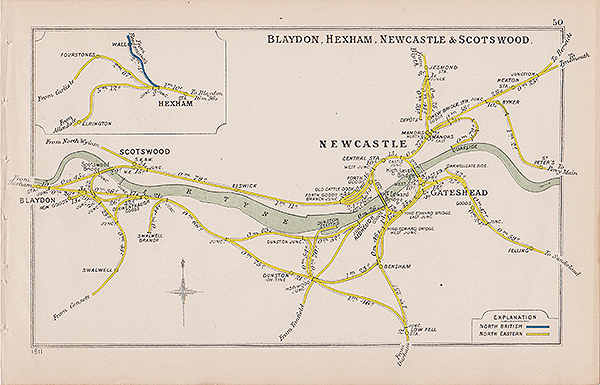 Pre Grouping railway junction around Blaydon Hexham Newcastle & Scotswood