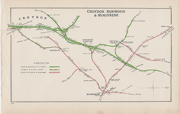 Pre Grouping railway junction around Croydon Norwood & Woodside