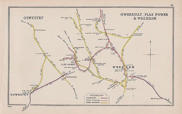 Pre Grouping railway junction around Oswestry Gwersyllt Plas Power & Wrexham