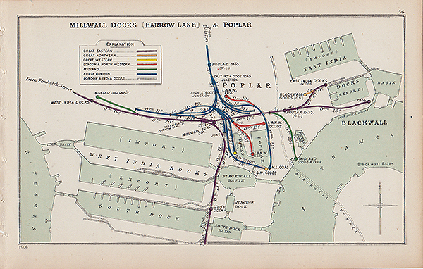 Pre Grouping railway junction around Millwall Docks Harrow Lane & Poplar