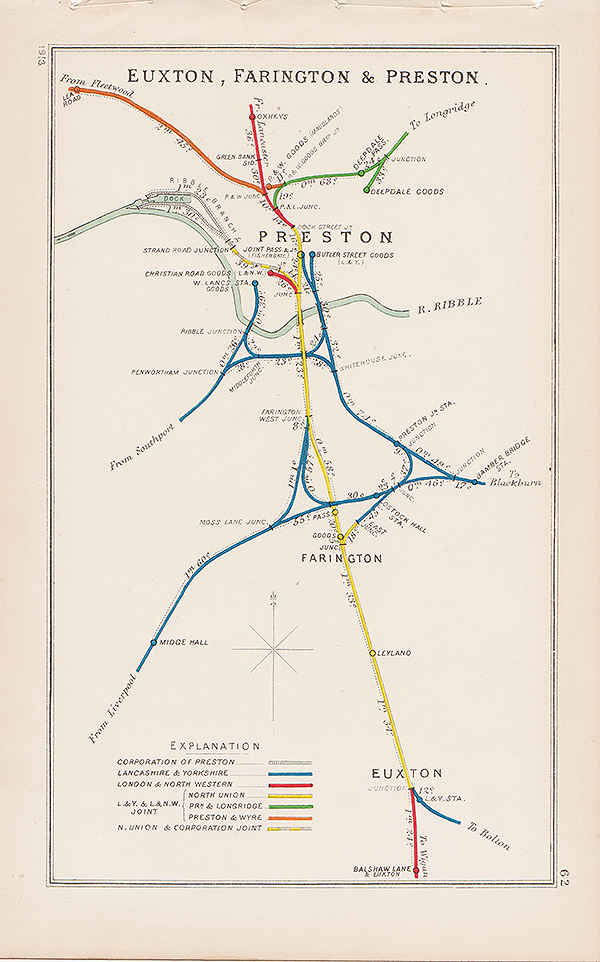 Pre Grouping railway junction around Euxton Farington & Preston