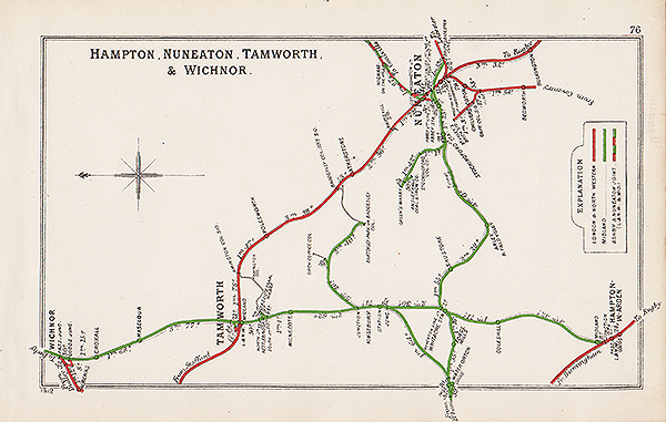 Pre Grouping railway junction around Hampton Nuneaton Tamworth & Wichnor