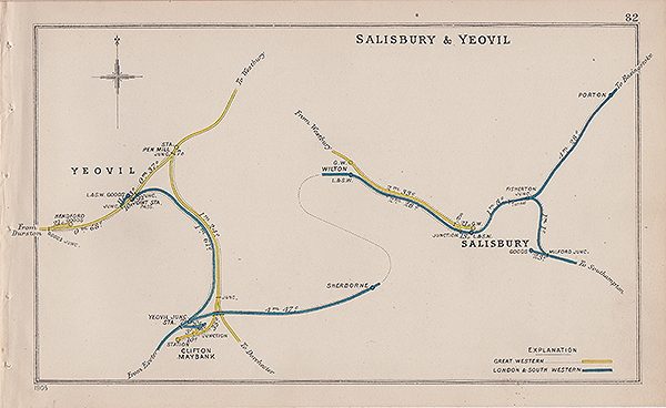 Pre Grouping railway junction around Salisbury and Yeovil