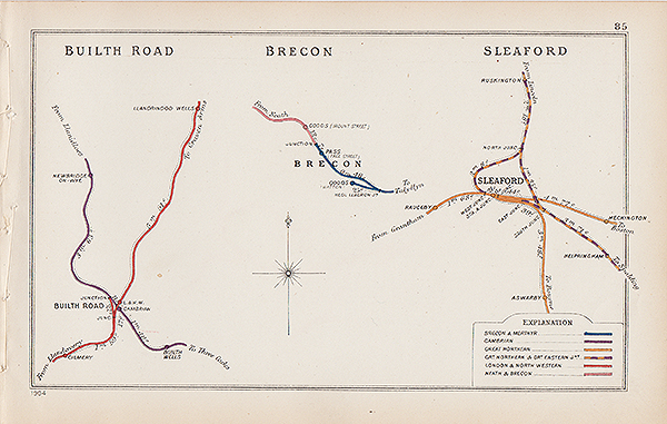 Pre Grouping railway junction around Builth Road Brecon and Sleaford