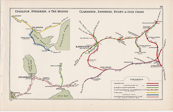 Pre Grouping railway junction around Challoch Stranraer & The Mound and Clarkston Barrhead Busby & Lyon Cross