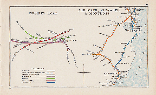 Pre Grouping railway junction around Finchley Road Arbroath Kinnaber & Montrose