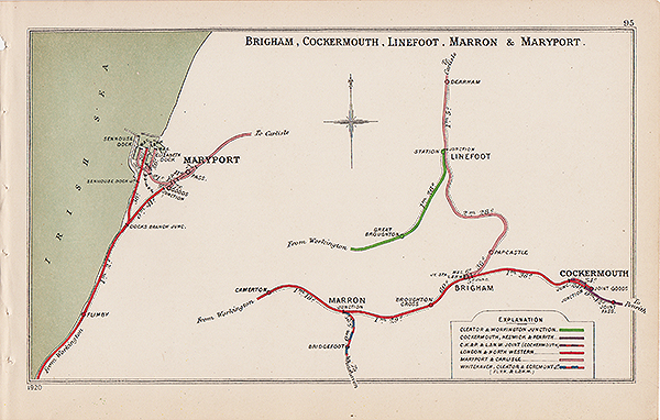Pre Grouping railway junction around Brigham Cockermouth Linefoot Marron & Maryport