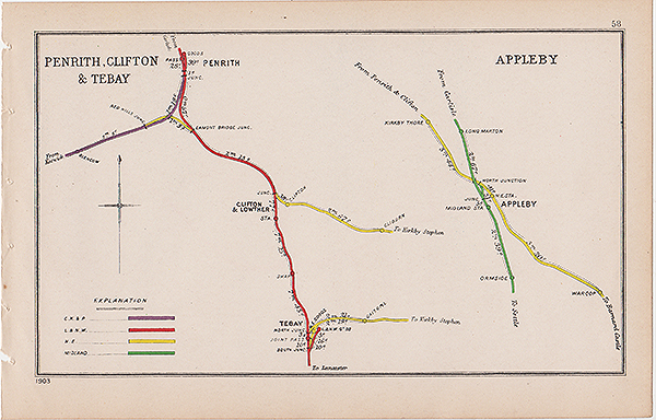 Pre Grouping railway junction around Penrith Clifton & Tebay and Appleby