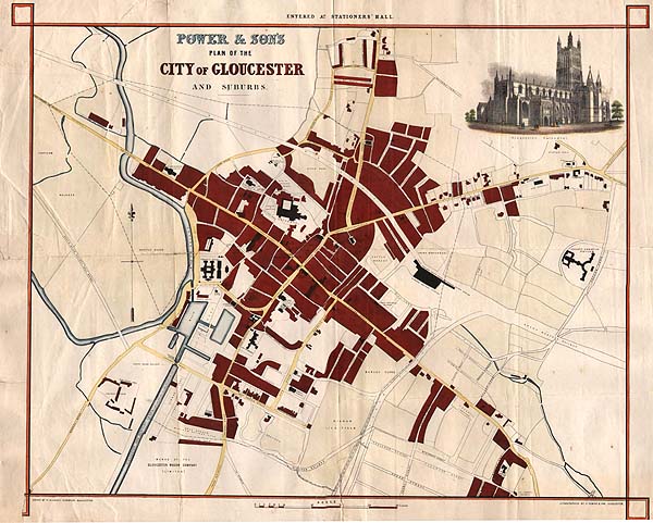 Power & Sons Plan of the City of Gloucester and Suburbs