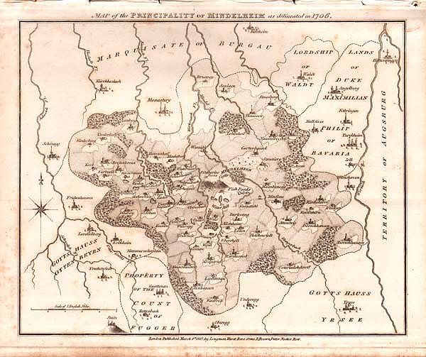 Map of the Principality of Mindelheim as delineated in 1706  