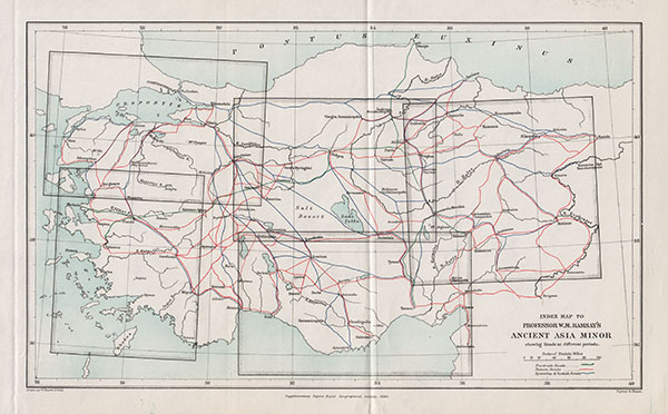 Index Map to Professor W M Ramsay's Ancient Asia Mior showing roads at different periods