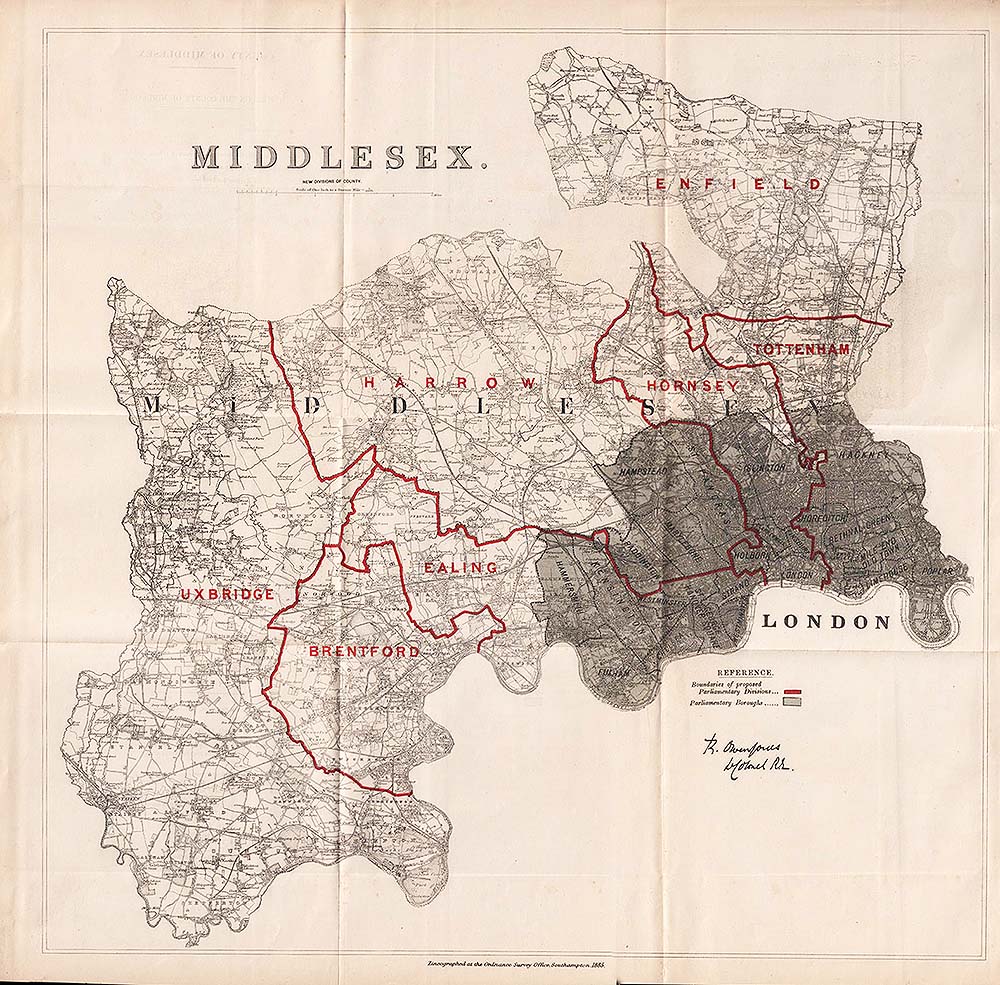 Middlesex  -  New Divisions of County