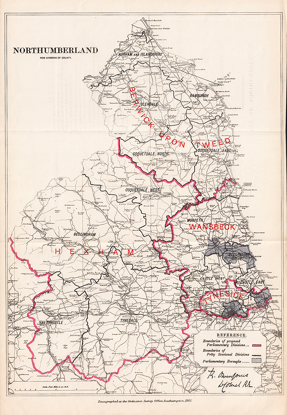 Northumberland  New Divisions of County.