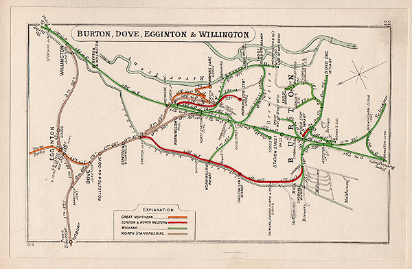 Pre Grouping railway junction around Burton Dove Egginton & Willington 
