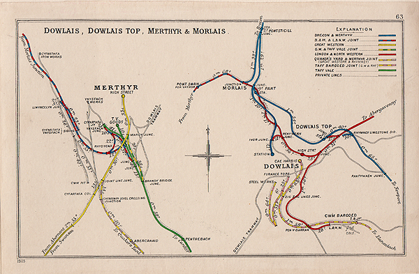 Pre Grouping railway junction around Dowlais Dowlais Top Merthyr & Morlais 