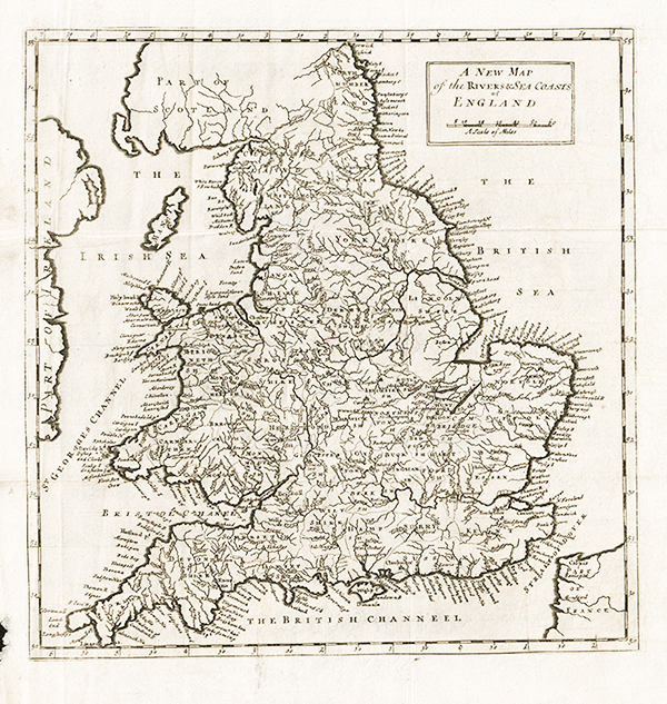 A New Map of the Rivers and Sea Coast of England - Herman Moll 