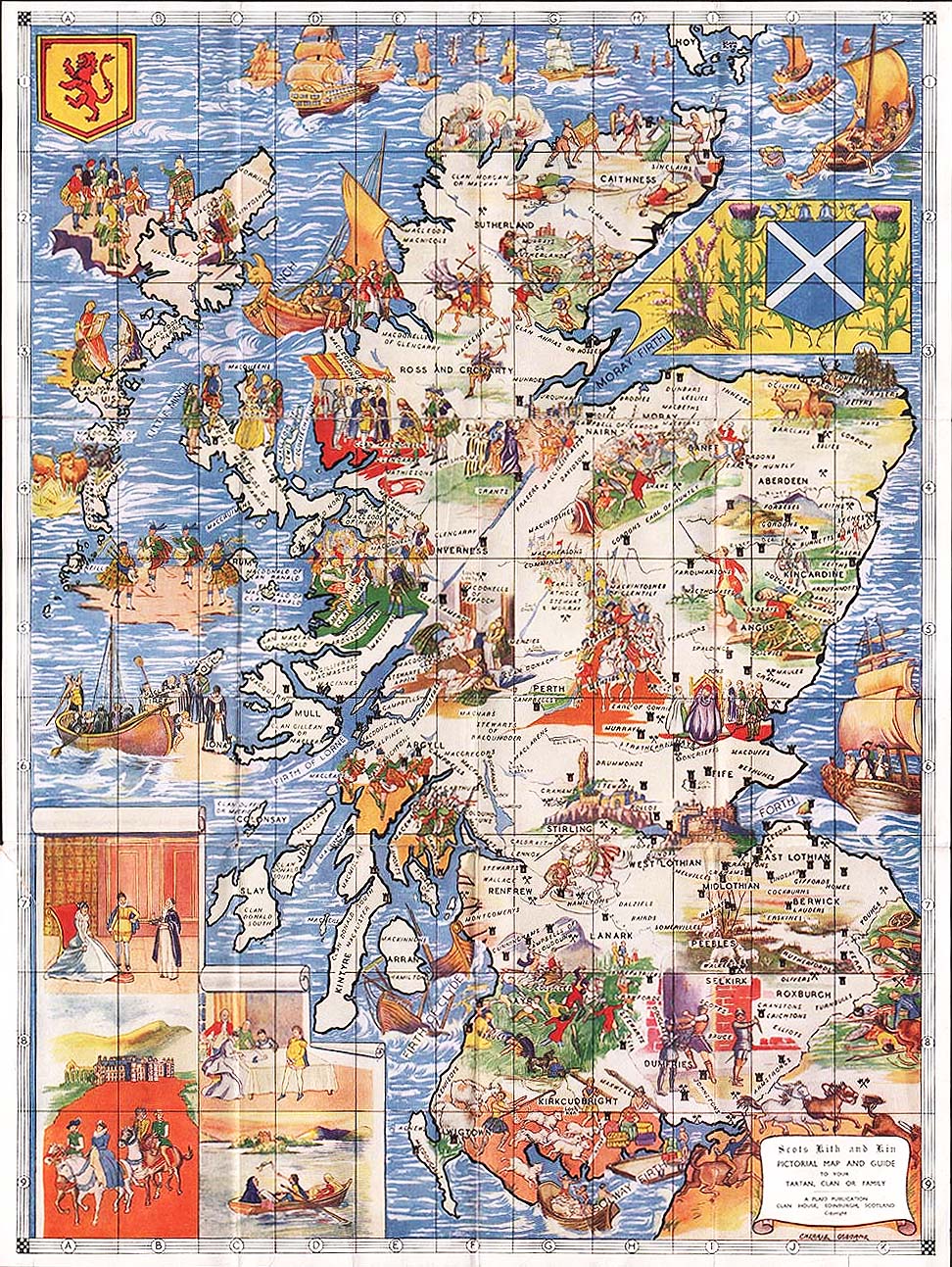 Scots Kith and Kin Pictorial Map and Guide to your Tartan, Clan or Family