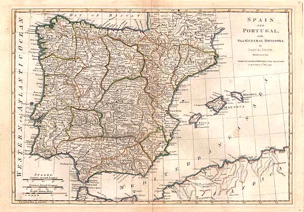 Spain and Portugal with Their General Divisions by Samuel Dunn Mathematician