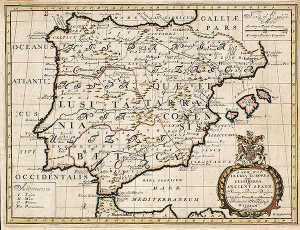 A New Map of Iberia Europaea alias Celtiberia or Ancient Spain  -  Edward Wells