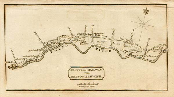 Proposed Railway from Kelso to Berwick  -  Travellers Guide through Scotland and its Isles