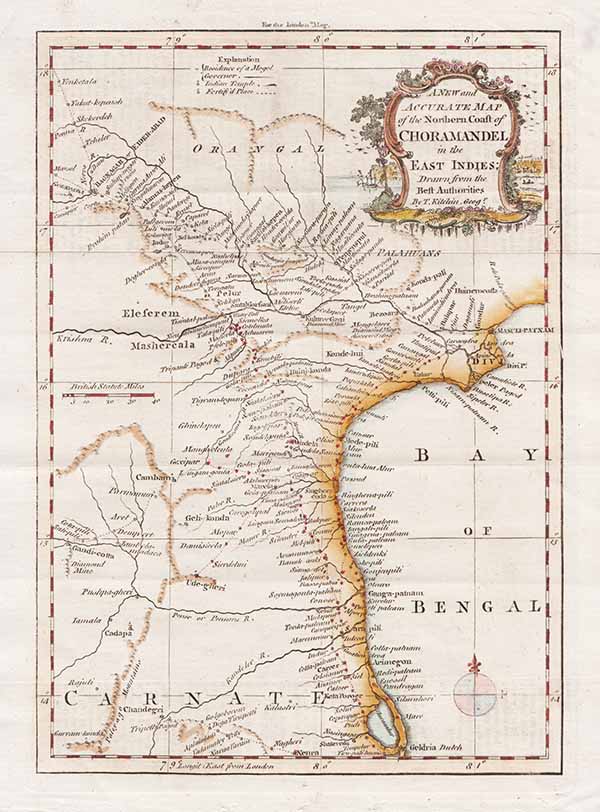 A New and Accurate Map of the Northern Coast of Choramandel in the East Indies  -  Thomas Kitchin