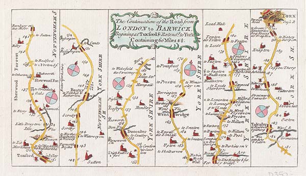Thomas Kitchin  -  The Continuation of the Road from London to Barwick, Begining at Tuxford & Extendg. to York.
