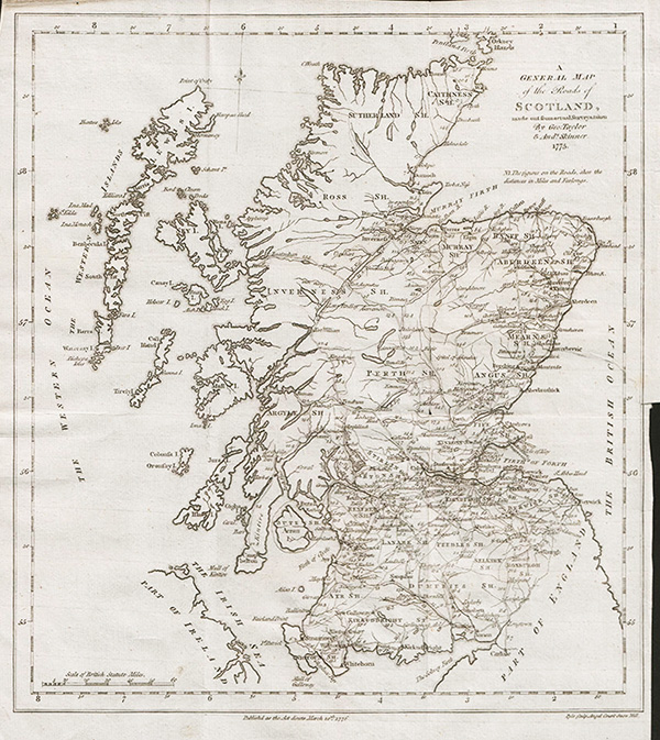 A General Map of the Roads made out of actual surveys taken by Geo Taylor & Andw Skinner  1775