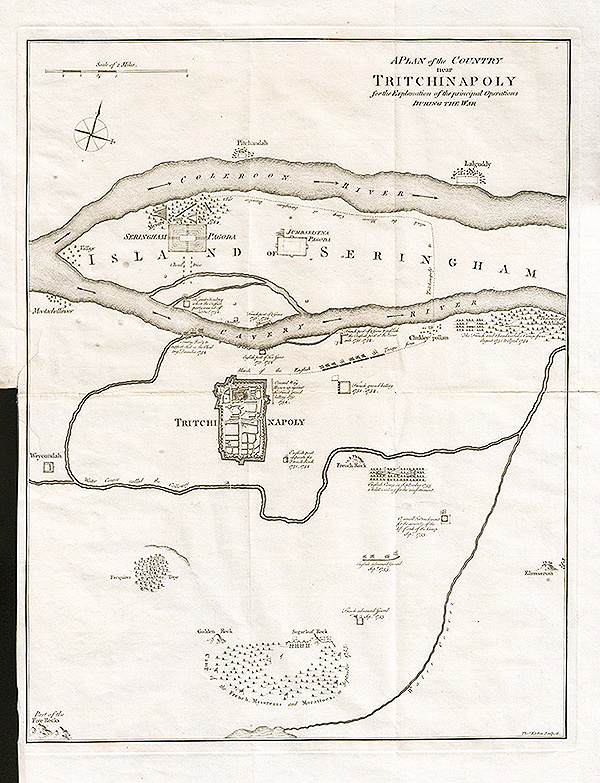 A plan of the country near Tritchinapoly for the explanation of the principal operations during the war   Tho Kitchin sculpsit